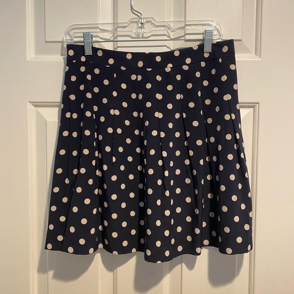 Pleated J. Crew Polka Dot Skirt